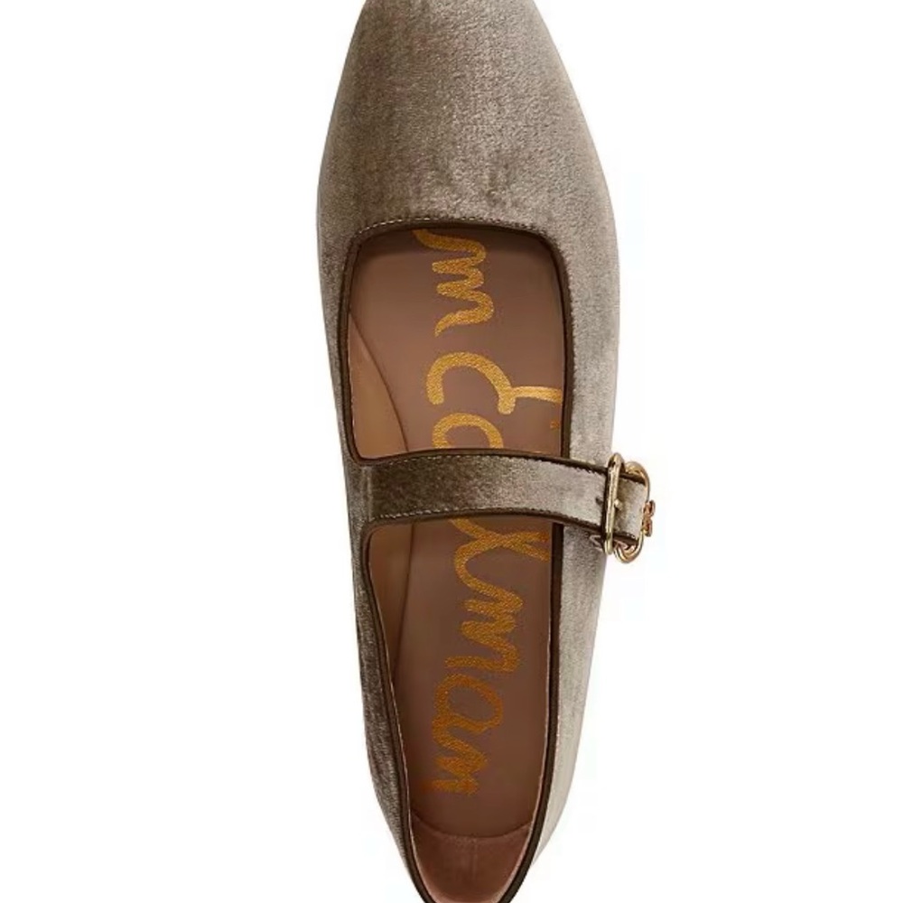 Sam Edelman Olive Velvet Flats with Gold Accent - Picture 2 of 8